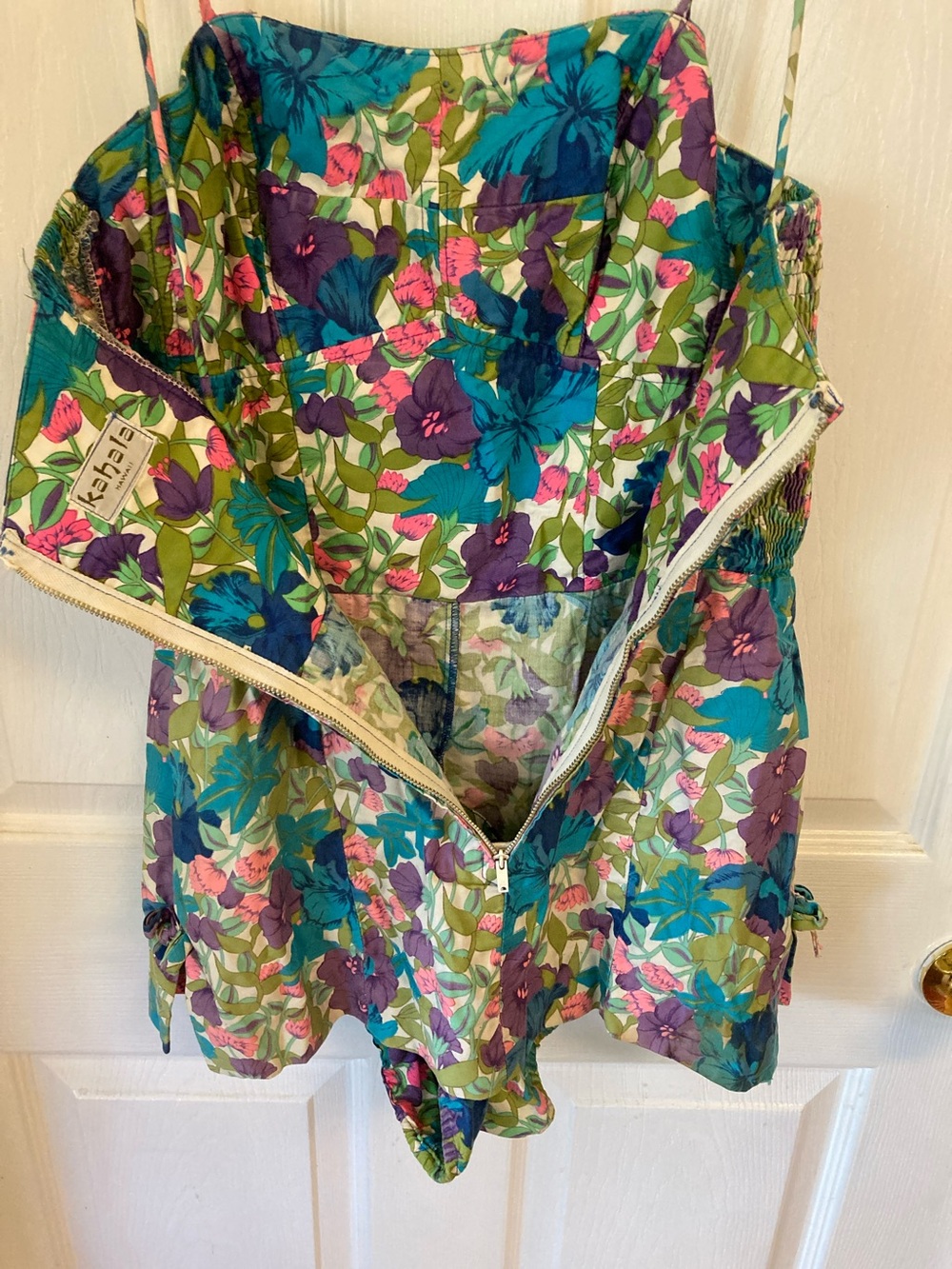 VTG Kahala Hawaii One-Piece Swim Romper in Teal & Purple - Picture 7 of 13